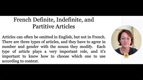 French Definite Indefinite And Partitive Articles Youtube