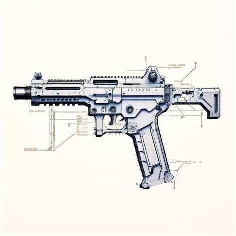 Detailed Mechanical Schematic Illustration Of A Kriss Vector By Bastian