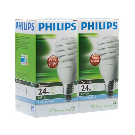 1089 Off On Philips Compact Fluorescent 24 W Cool Daylight Tornado Twin Pack E27 Pack 2 Pcs