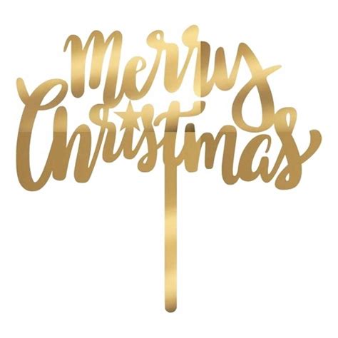 Gold Mirror Merry Christmas Plexiglass Cake Topper