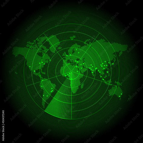 Green World Map With A Radar Screen Stock Vector Adobe Stock