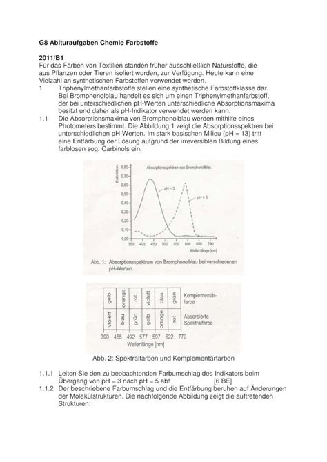 Pdf G Abituraufgaben Chemie Farbstoffe B Bentz De