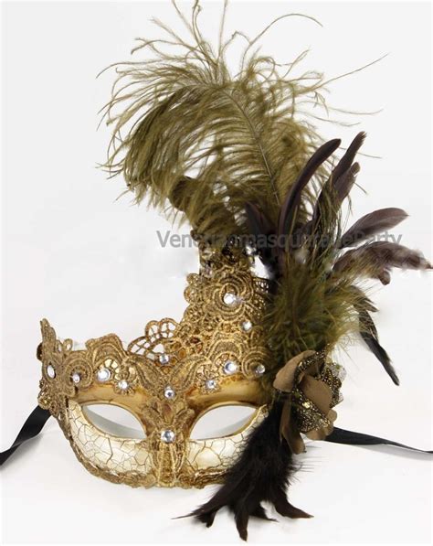 Feather Venetian Mysterious Halloween Beige Accent Lace Masquerade Ball