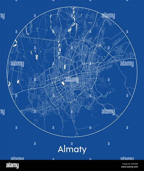 City Map Almaty Kazakhstan Asia Blue Print Round Circle Vector