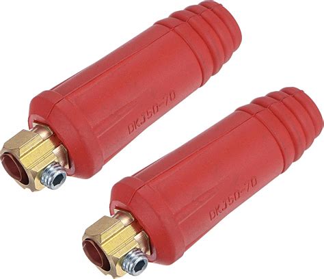 Uxcell Tig Welding Cable Panel Connector Plug Quick Fitting Dkj 50 70 Red 2pcs