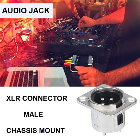 XLR Male Jack 3 Pin Chassis Socket Audio Microphone Connector Metal ...