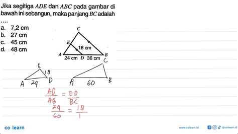 Jika Segitiga Ade Dan Abc Pada Gambar Di Bawah Ini Sebangun Maka