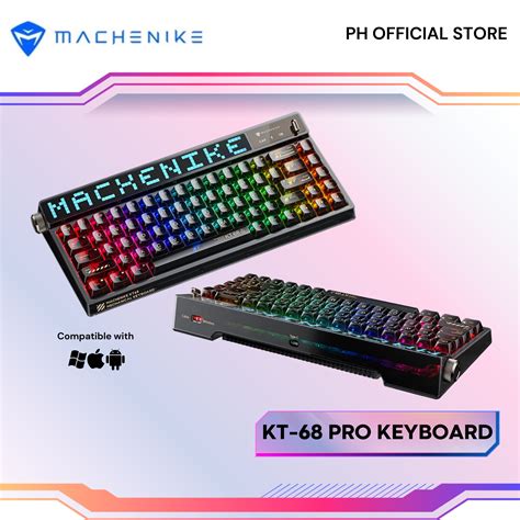 Machenike KT68 Pro Mechanical Keyboard with Screen Three Mode Black ...