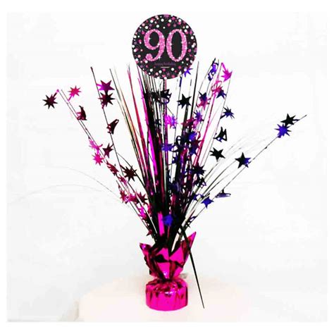 90th Birthday Spray Centrepiece Table Decoration Black Pink Purple Age