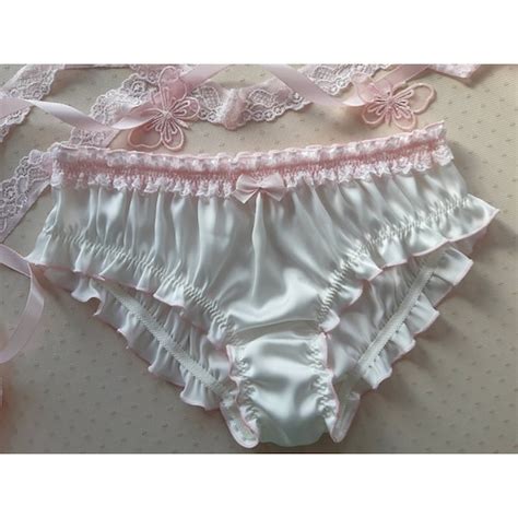 Pink Silk Milk Lace Ruffled Panties Handmade Silk Knickers Etsy