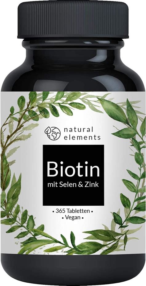 Biotin Selen Zink für Haut Haare Nägel 365 vegane Tabletten