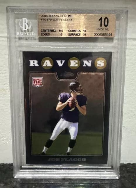 JOE FLACCO 2008 Topps Chrome TC170 Baltimore Ravens RC Recrue BGS 10