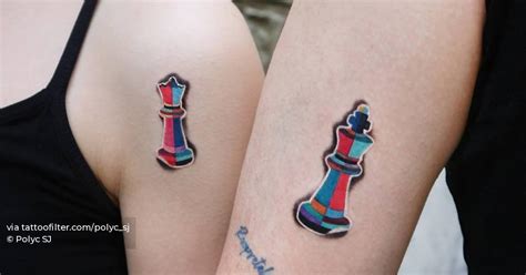 Chess King Queen Sticker Tattoo For Couple