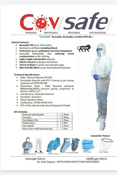 Free Size Non Disposable Reusable Personal Protective Equipment Ppe Kit