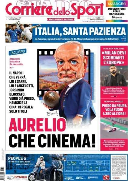 Prima Pagina Corriere Dello Sport Aurelio Che Cinema