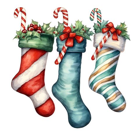 Premium AI Image Christmas Stockings Watercolor Winter