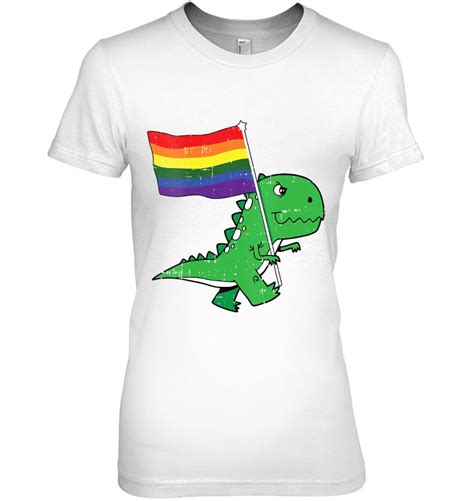 T Rex Gay Pride Flag Funny Dino Saur Lgbtq Proud Ally V Neck T Shirts