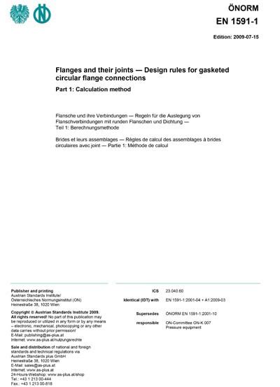 Onorm En Flanges And Their Joints Design Rules For