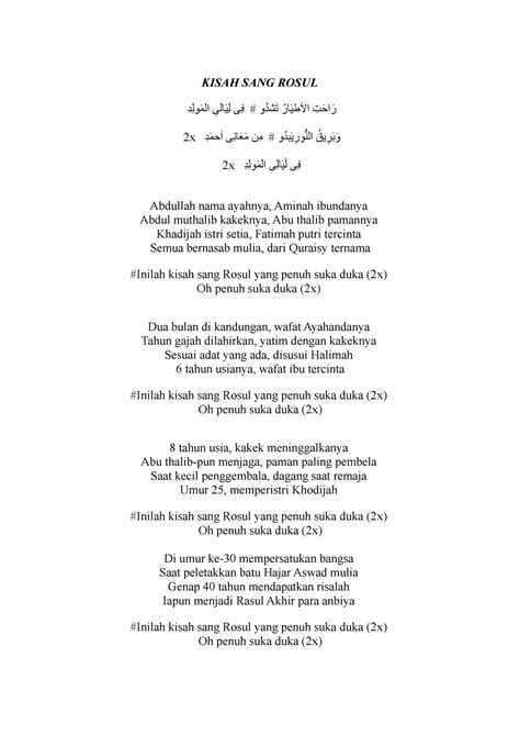 Lirik Shalawat Kisah Sang Rasul By Habib Rizieq Syihab Kisah Sang Rosul ِيَالى ِ الم َ ولِدِ