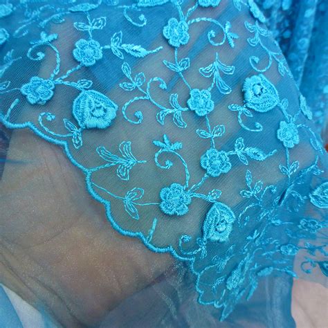 Turquoise Blue Lace Fabric French Meter Blue Lace Visual Arts Dyeing