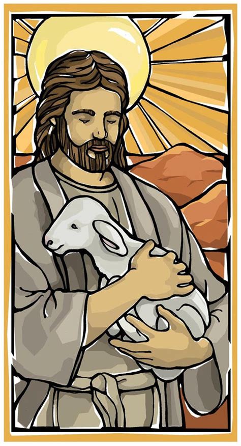 The Good Shepherd Holy Card Etsy The Good Shepherd Jesus Drawings