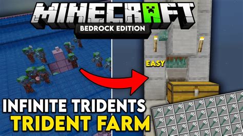 Easiest Trident Farm Tutorial In Minecraft Bedrock Mcpe Xbox Ps