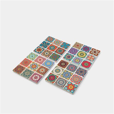 Portavasos En Cerámica X 4 Piezas Diseño De Mandalas