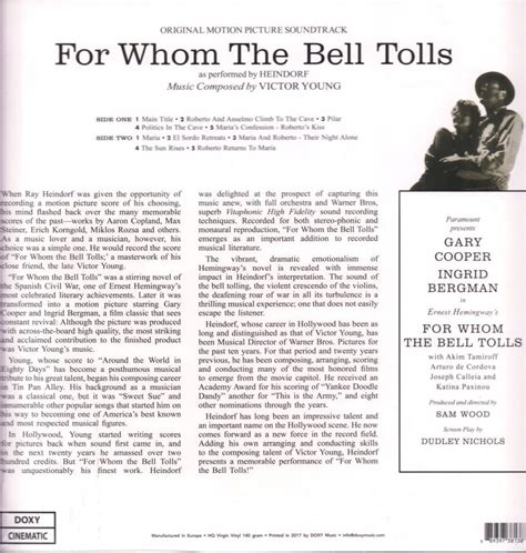 Ray Heindorf For Whom The Bell Tolls Original Motion Picture Soundtrack