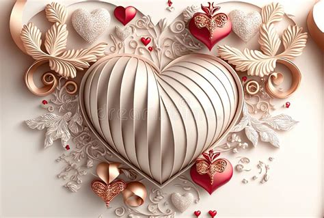 Valentine S Day Heart Realistic 3d Design Hearts With Decorative