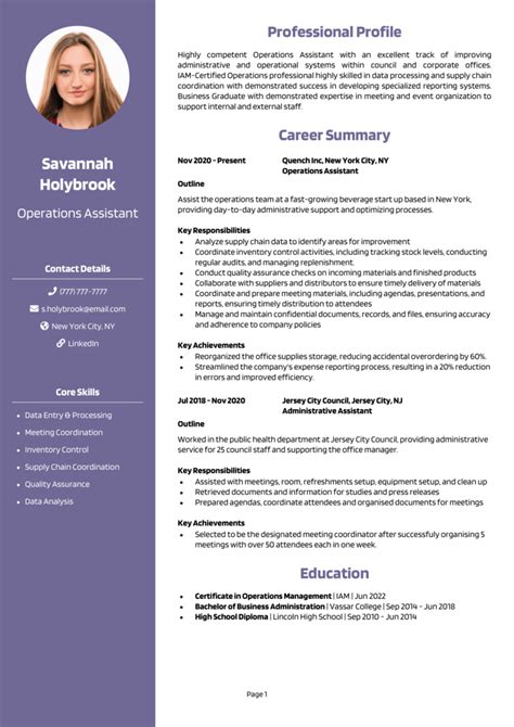 Operations Assistant Resume Example Guide Land Top Jobs