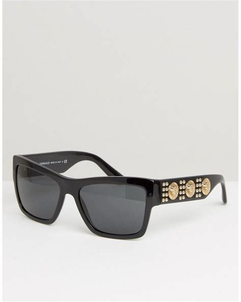 Versace Square Sunglasses With Side Triple Medusa In Black For Men Lyst