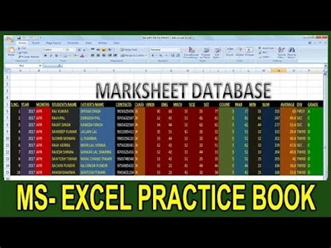 Exercise Excel Practice Book How To Make Mark Sheet Database In