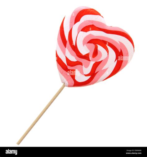 Single Valentines Day heart-shaped lollipop isolated on white Stock ...