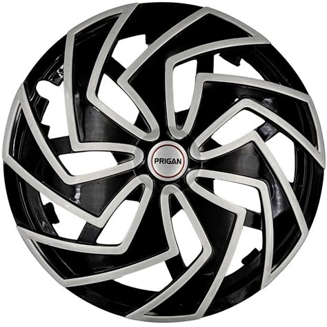 PRIGAN 16 Inch Universal Silver Black Wheel Cover Cap For All 16 Inch