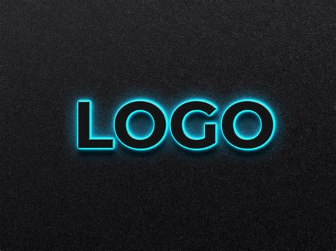 Premium Psd 3d Neon Blue Logo Mockup