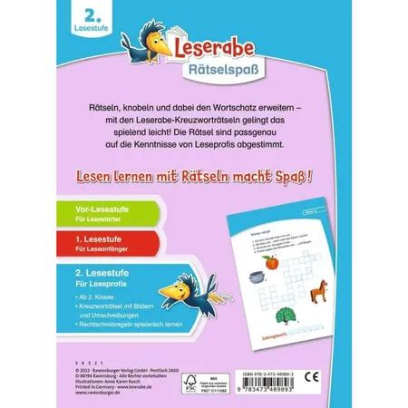 Ravensburger Leserabe Kreuzwortr Tsel Zum Lesenlernen Lesestufe