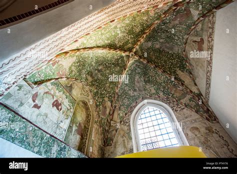 Roskilde, Cathedral, interior, painted ceiling Stock Photo - Alamy