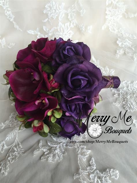 Purple Rose Bouquet Purple Orchid Bouquet by MerryMeBouquets