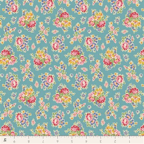 Tilda Jubilee Sue Til100559 Teal Half Yard February 2024 Etsy