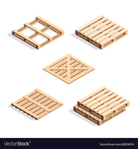 Set Of Isometric Wooden Pallets Royalty Free Vector Image