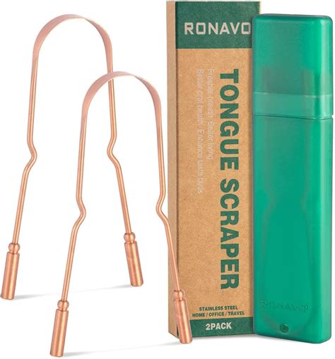 Ronavo Raspador De Lengua Con Estuche De Viaje Paquete De