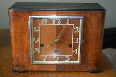 Vintage Art Deco Westminster Chimes Mantel Clock Complete Key And