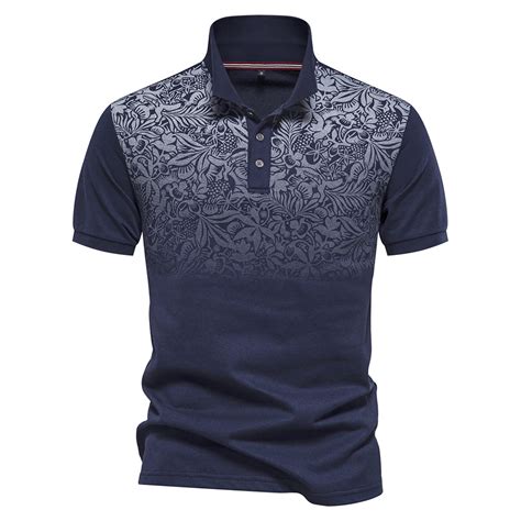 Hfolob Mens Polo Shirts Male Summer Lapel Casual Shirt Fashion Print