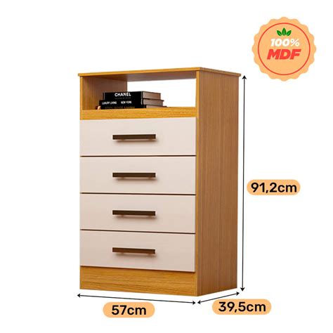 Comoda Gavetas Mdf J Ssica Acp M Veis Nature Off White Acp