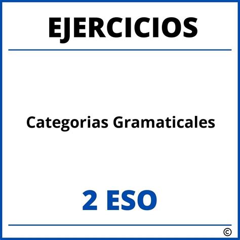 Ejercicios Categorias Gramaticales Eso Pdf