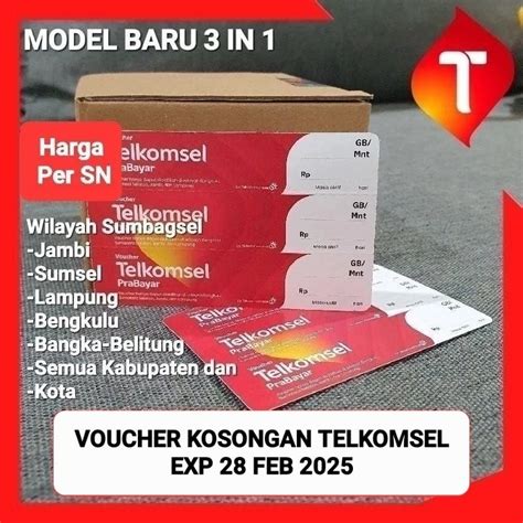 Jual Voucher Kosongan Telkomsel SUMBAGSEL EXP 28 Feb 2025 Shopee