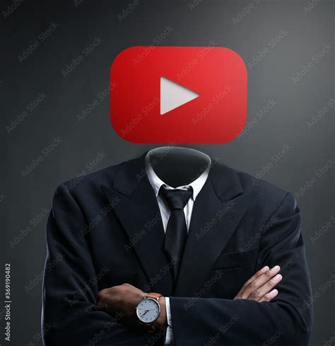 Youtube Logo As Businessman Head Man On Suit Think About Social Media