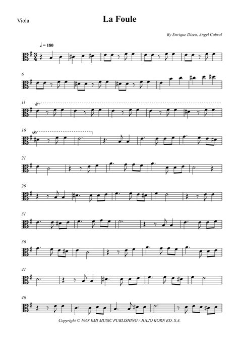 La Foule Arr Wesley S SIlva By Angel Cabral Sheet Music For Viola