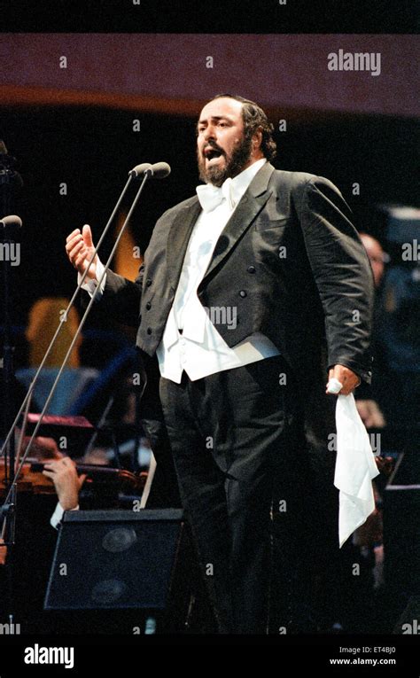 Luciano Pavarotti The Italian Operatic Tenor Singing At An Outdoor