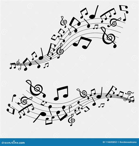 Illustration of Musical Notes, Black and White Color Stock Illustration ...